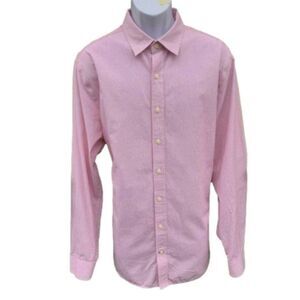 GAP slim fit dress shirt pink and white stripes men size 2XL